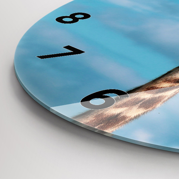 Kerek fali üvegóra Zsiráf feje az ég felé