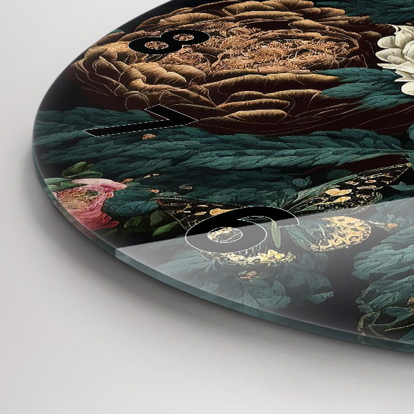 Kerek fali üvegóra Virág és arany pillangók