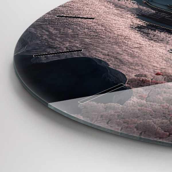 Kerek fali üvegóra Torony és virágok Ázsiában