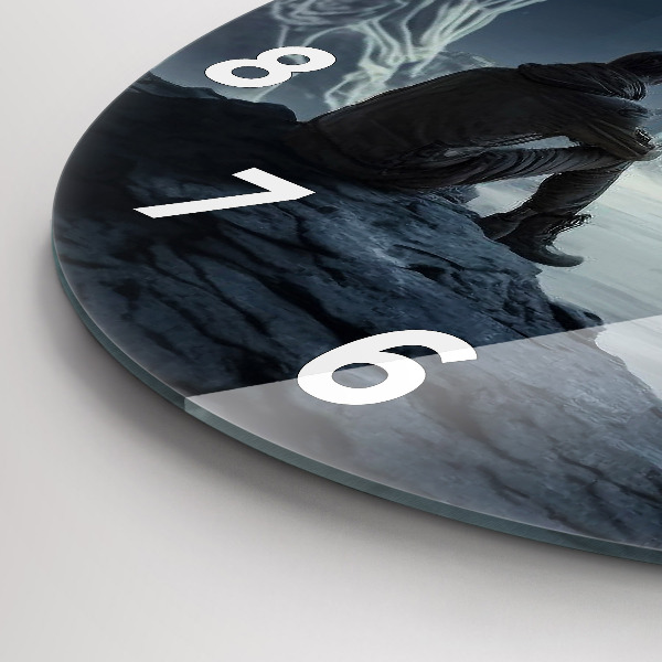 Kerek fali üvegóra Ember a Hold előtt