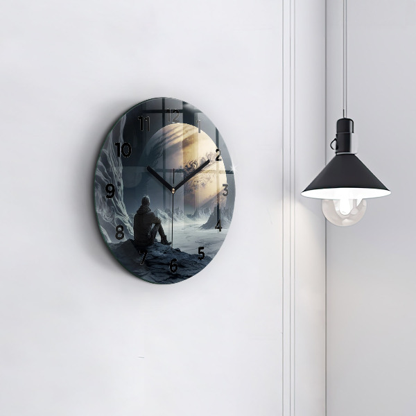 Kerek fali üvegóra Ember a Hold előtt