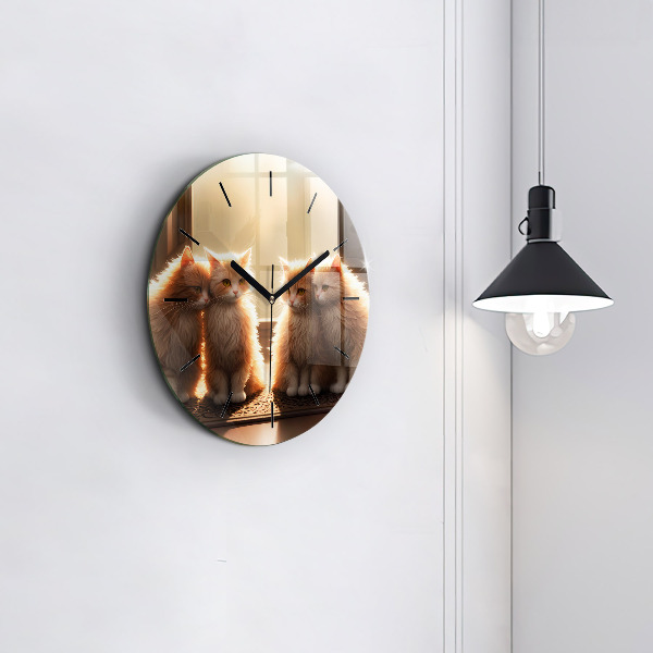 Kerek fali üvegóra Négy cica a napon
