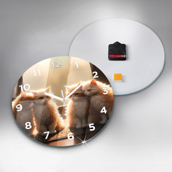 Kerek fali üvegóra Négy cica a napon