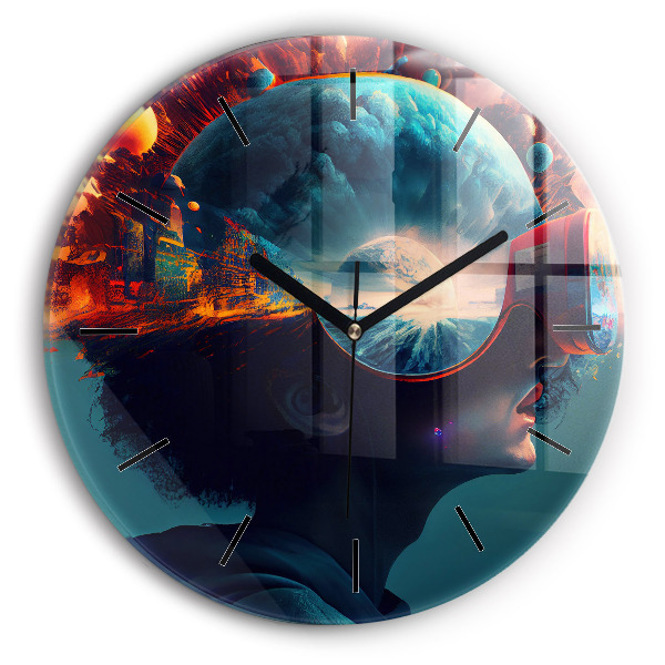 Kerek fali üvegóra Futurisztikus világ
