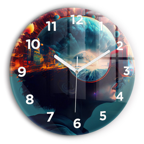 Kerek fali üvegóra Futurisztikus világ