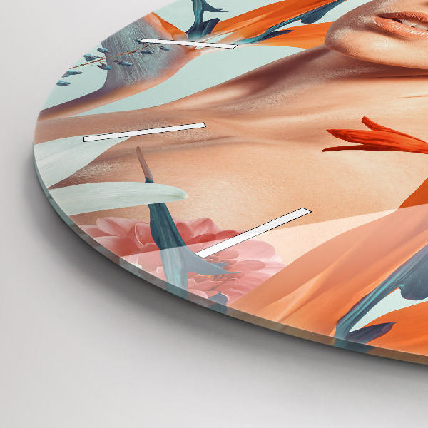 Kerek fali üvegóra Nő virággal