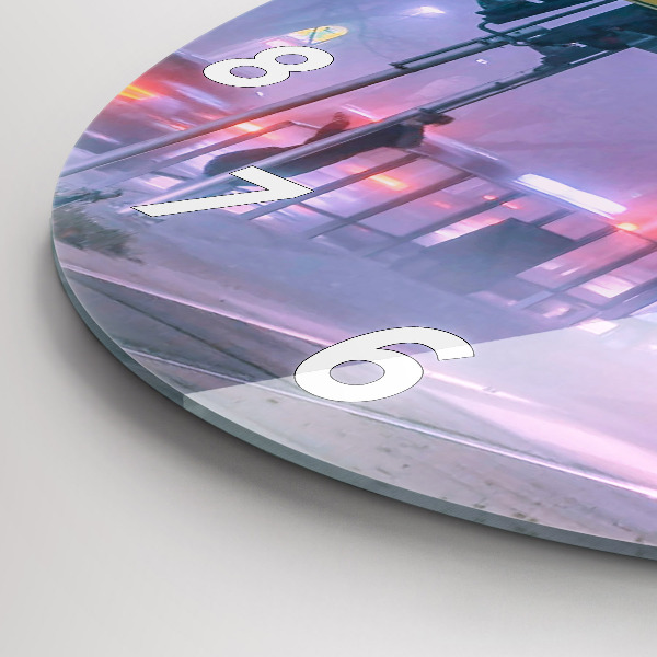 Kerek fali üvegóra Varsó a ködben