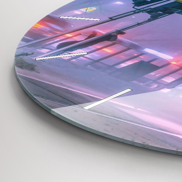 Kerek fali üvegóra Varsó a ködben