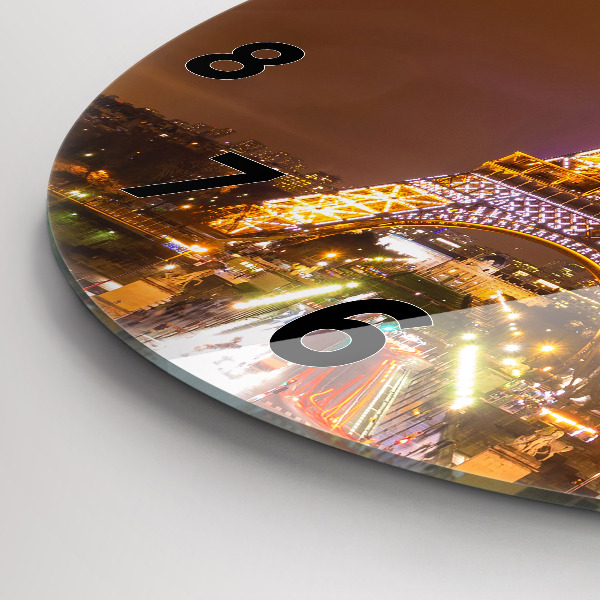 Kerek fali üvegóra Kivilágított Eiffel-torony