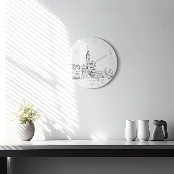 Kerek fali üvegóra Vázlat Poznań óvárosáról