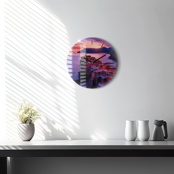 Kerek fali üvegóra Házak a tó közelében