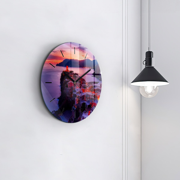 Kerek fali üvegóra Házak a tó közelében