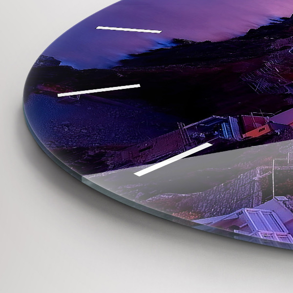 Kerek fali üvegóra Házak a tó közelében