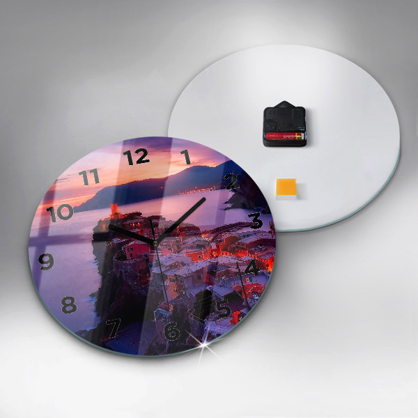 Kerek fali üvegóra Házak a tó közelében