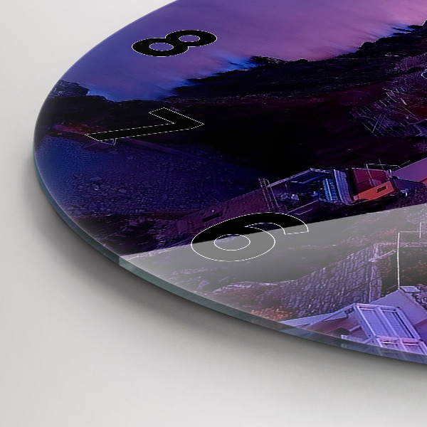 Kerek fali üvegóra Házak a tó közelében