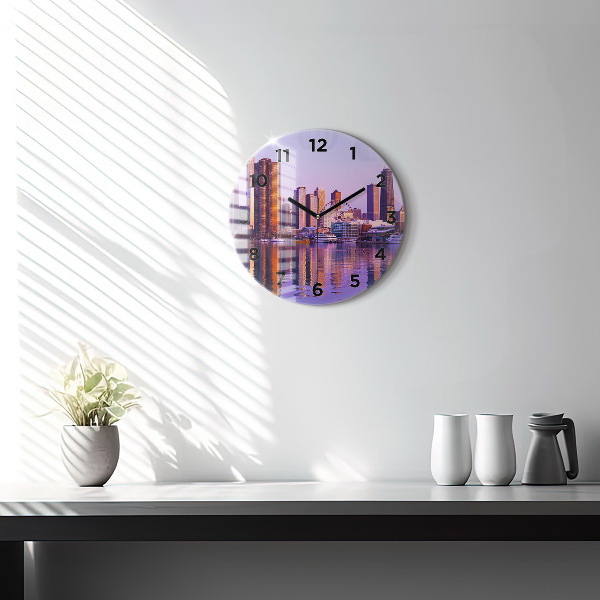 Kerek fali üvegóra Kilátás az Egyesült Államok felhőkarcolóira