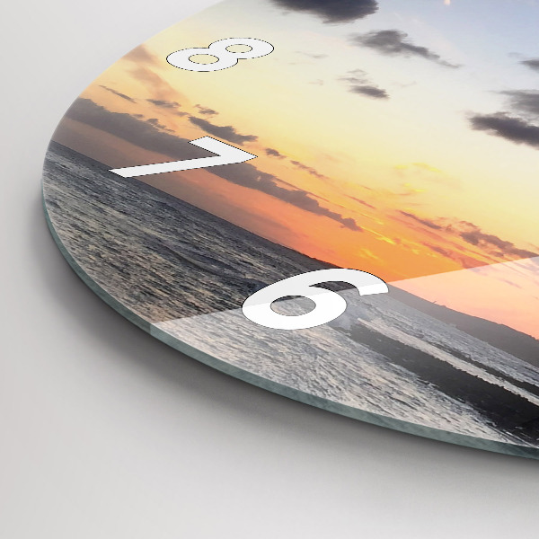 Kerek fali üvegóra Pálmafa és napkelte