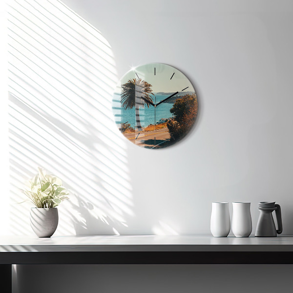 Kerek fali üvegóra Pálmafák Malibuban