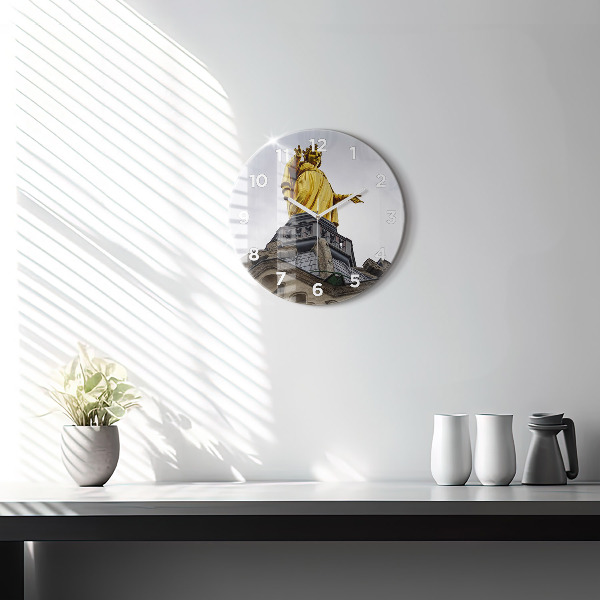 Kerek fali üvegóra Szűz Mária szobra Lyonban