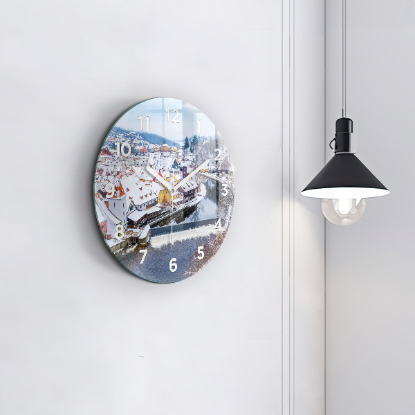 Kerek fali üvegóra Panoráma a városra télen