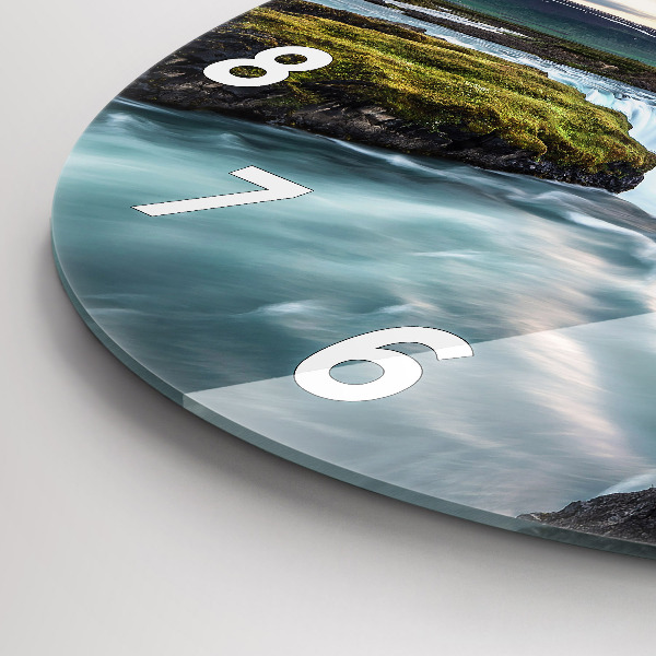 Kerek fali üvegóra Táj vízeséssel