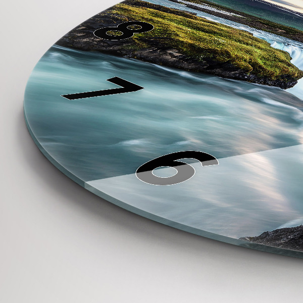 Kerek fali üvegóra Táj vízeséssel