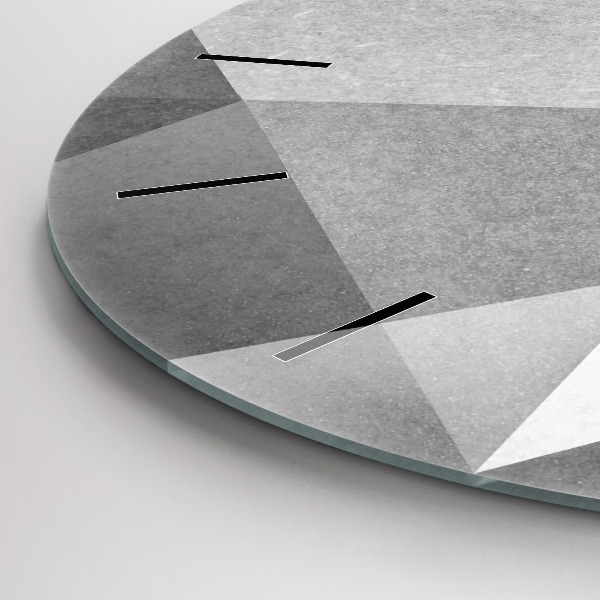 Kerek fali üvegóra Szürke geometriai absztrakció