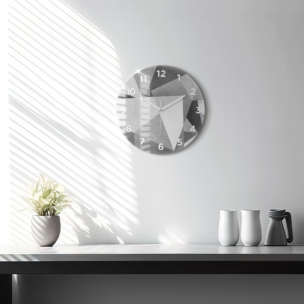 Kerek fali üvegóra Szürke geometriai absztrakció