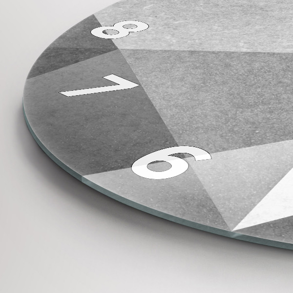 Kerek fali üvegóra Szürke geometriai absztrakció