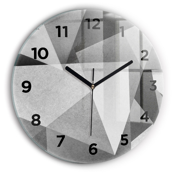 Kerek fali üvegóra Szürke geometriai absztrakció