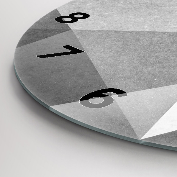 Kerek fali üvegóra Szürke geometriai absztrakció