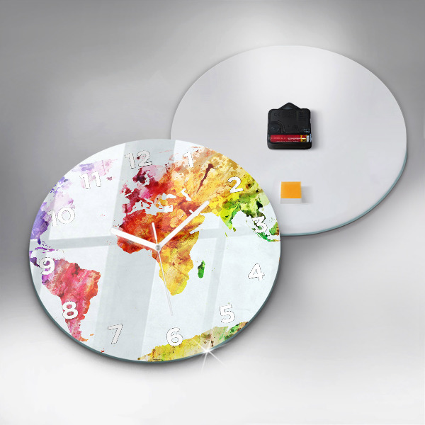 Kerek fali üvegóra Akvarell világtérkép