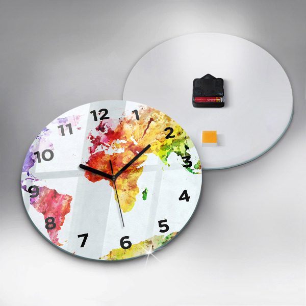 Kerek fali üvegóra Akvarell világtérkép