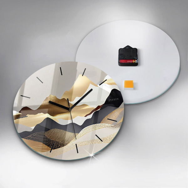 Kerek fali üvegóra Absztrakt arany hegyek
