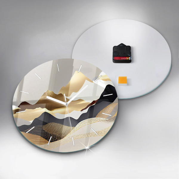Kerek fali üvegóra Absztrakt arany hegyek