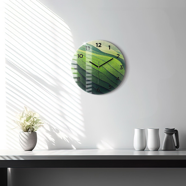 Kerek fali üvegóra Zöld mezők absztrakt