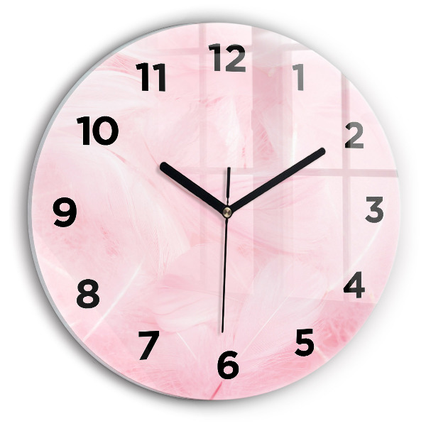 Kerek fali üvegóra Tollak – absztrakt