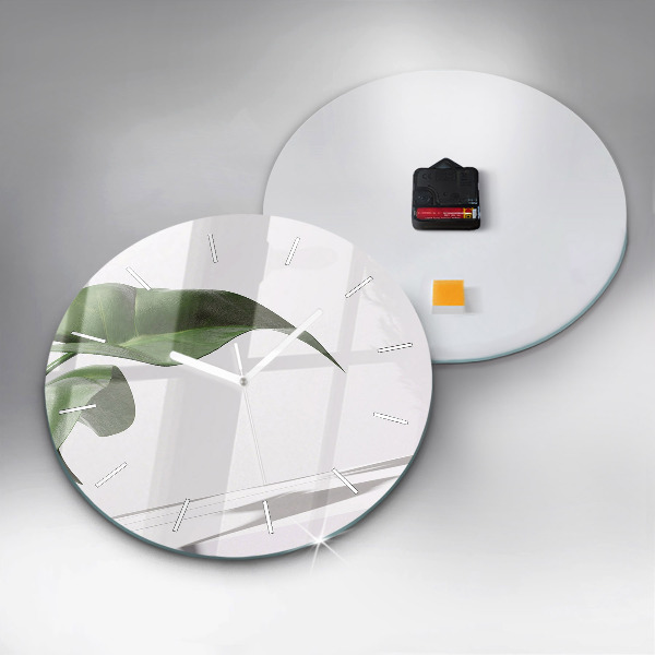 Kerek fali üvegóra Absztrakt levelek