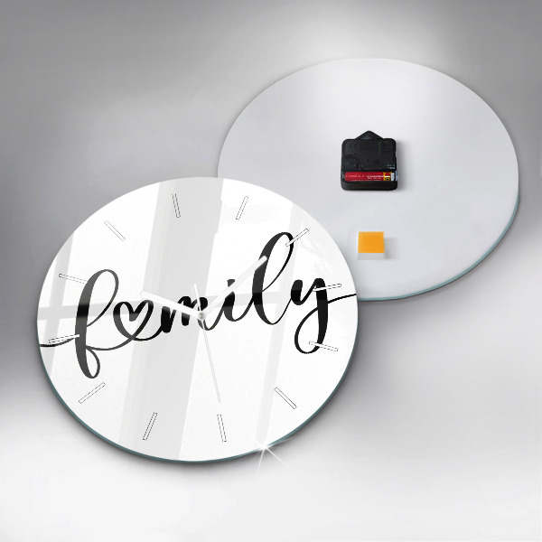 Kerek fali üvegóra Családi felirat és szív