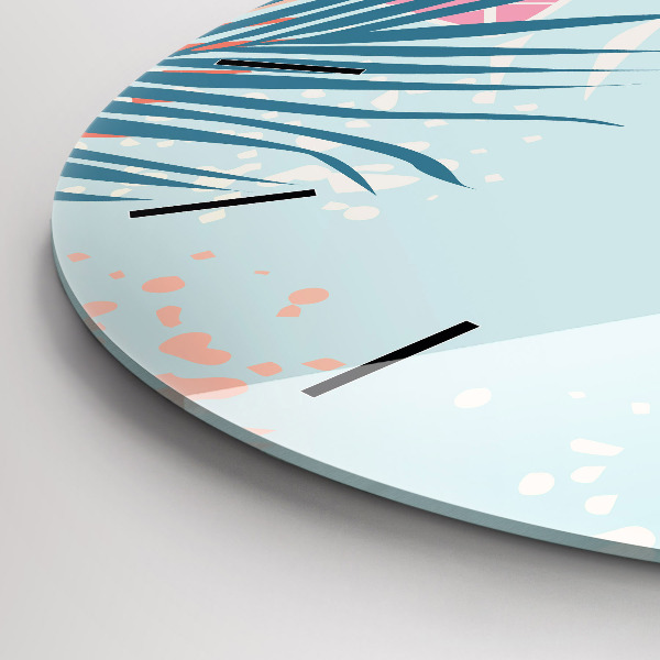 Kerek fali üvegóra Pasztell levelek – trópusok