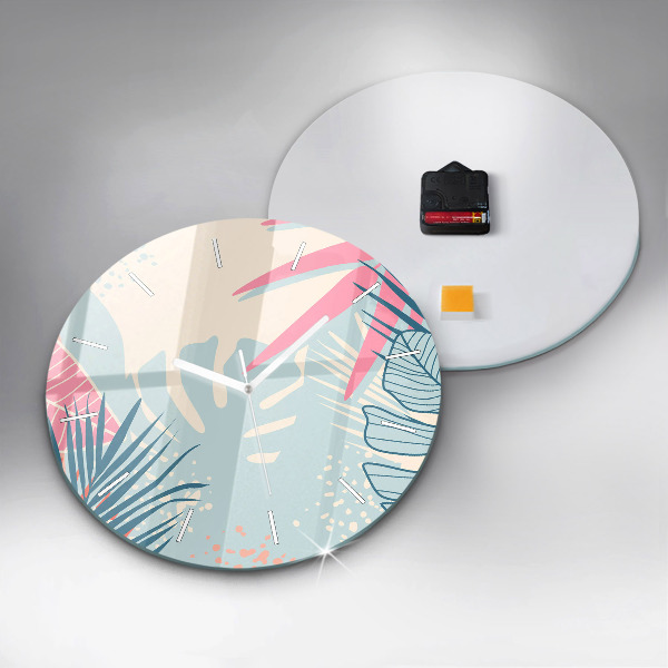 Kerek fali üvegóra Pasztell levelek – trópusok