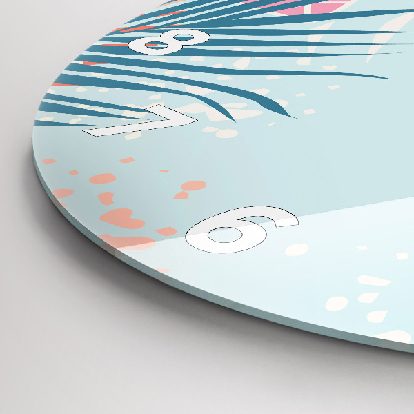 Kerek fali üvegóra Pasztell levelek – trópusok