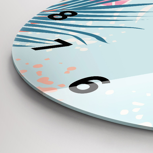 Kerek fali üvegóra Pasztell levelek – trópusok