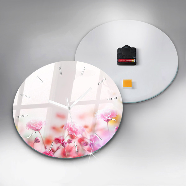 Kerek fali üvegóra Virágok a réten
