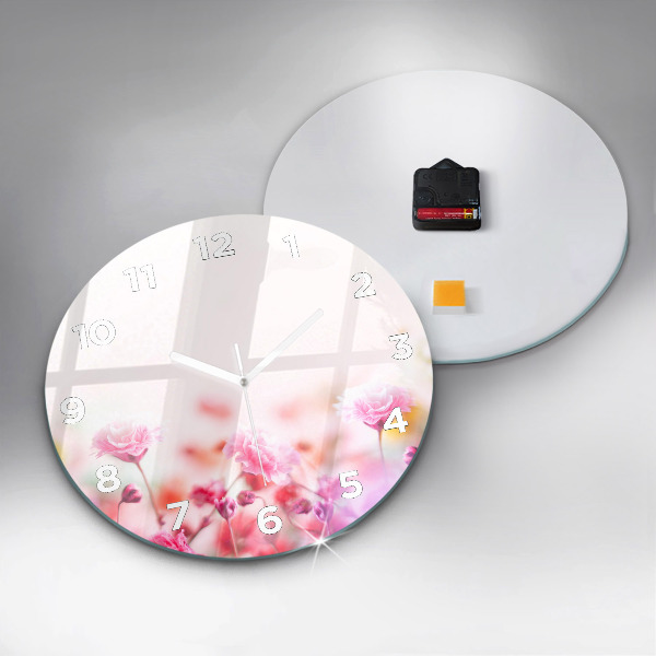 Kerek fali üvegóra Virágok a réten