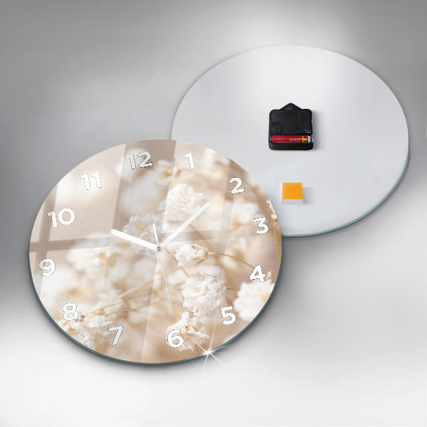 Kerek fali üvegóra Kis fehér virágok