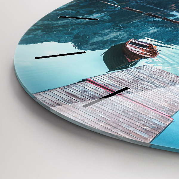 Kerek fali üvegóra Csónakok a tavon