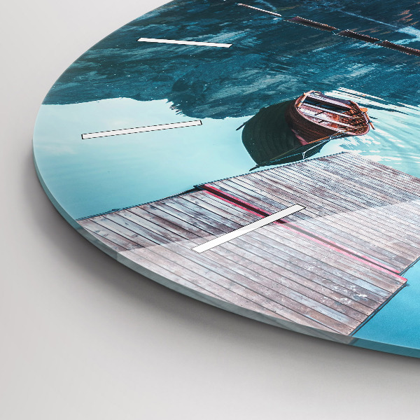 Kerek fali üvegóra Csónakok a tavon