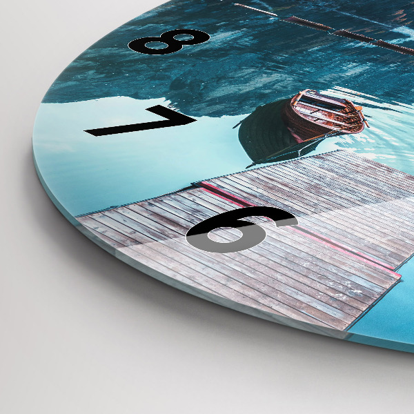 Kerek fali üvegóra Csónakok a tavon