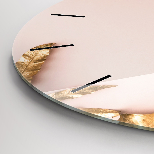 Kerek fali üvegóra Arany trópusi levelek